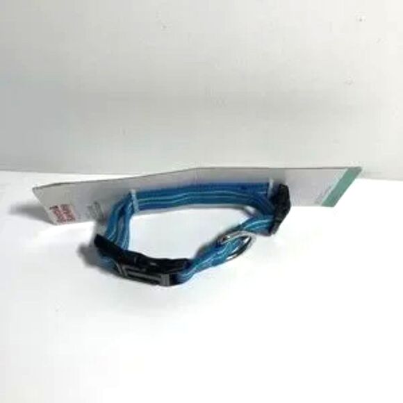 Dog Collar Blue with Teal Stripes by Boots & Barkley Medium and Red Nylabone NEW - Picture 5 of 7